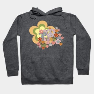 Flower Power Peace and Love Retro Design Hoodie